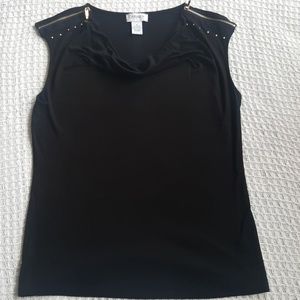 Carmen Black Drape Neck Sleeveless Top